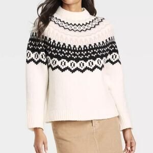 Universal Thread NWT Whtie Fair Isle Pullover Winter Sweater S
